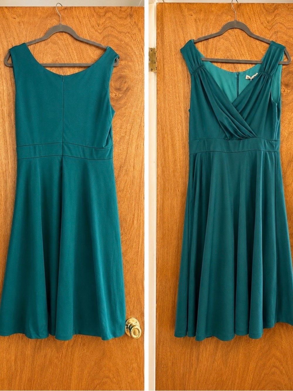 Grace Karin Teal Sleeveless Midi Dress - V-Neck Wrap Bodice